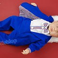 W kolorze niebieskim kompletny bawełniany strój na chrzest dla chłopca #GarniturekDlaNiemowlęcia #UbrankoOkolicznościoweDlaChłopca