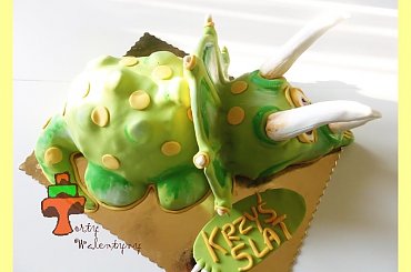 śmietankowy tort triceratops #dinozaur #tort #Tort3d #TortyKraków #TortyWalentynki #triceratops