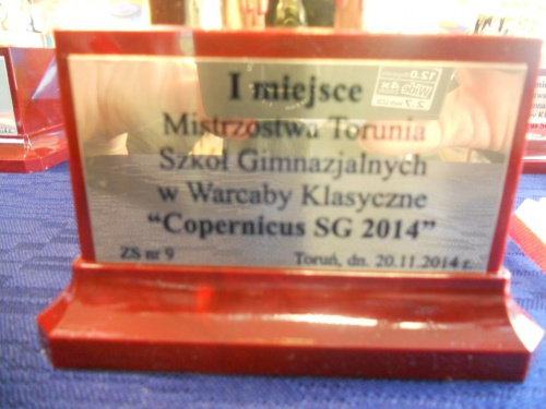 Mistrzostwa Torunia Szkół Gimnazjalnych w Warcaby Klasyczne - Copernicus SG 2014 - ZS Nr 9 Toruń, dn. 20.11.2014r.